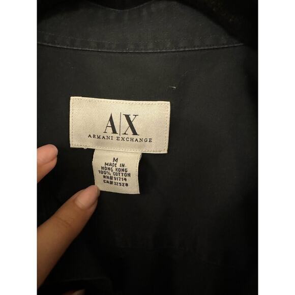 Armani Exchange Men's Black Stone Washed Cotton Button Down Shirt Size Medium - Picture 4 of 4
